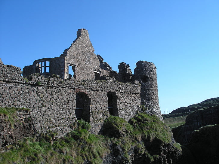 : Dunluce castle, Irska, grad, : Dunluce, obala, Severni, starodavne