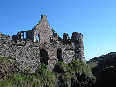 Dunluce castle, Irland, slott, Dunluce, kusten, norra, antika