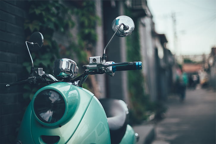 negre, verd, automàtica, motorscooter, moto, ciclomotor, moto