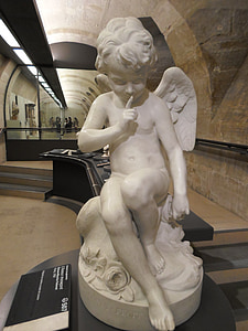 Ángel, estatua de, silencio, escultura, mármol, Museo, Louvre