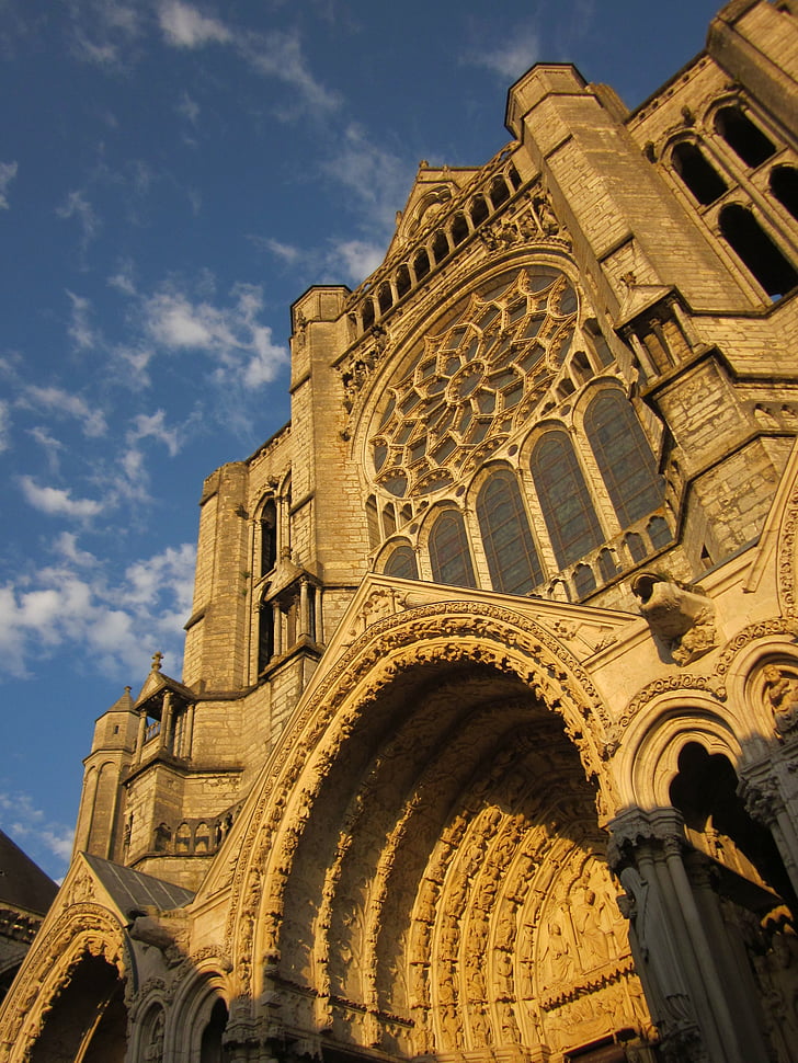Chartresin katedraali, Pohjoinen julkisivu, keskiaikainen, katedraali, Chartres, Ranska, ranska