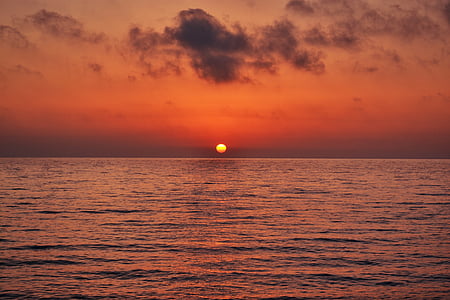 sunset, greece, sea, seascape, beautiful landscape, aegean, mediterranean