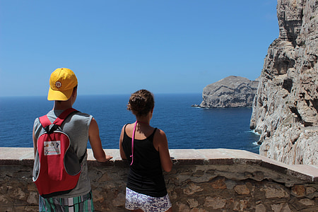 turisti, morje, skala, počitnice