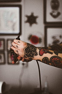 black, ink, tattoos, hand, arm, body, tattoo
