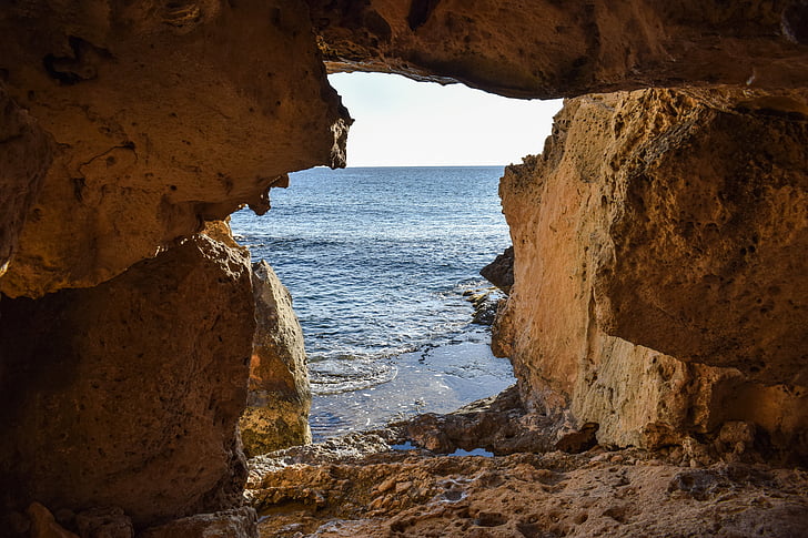 cave, exit, geology, nature, sea, cavo greko, national park