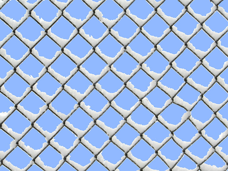 wire mesh staket, snö, ståltrådsnät, staket, kalla, blockerade, fängslade