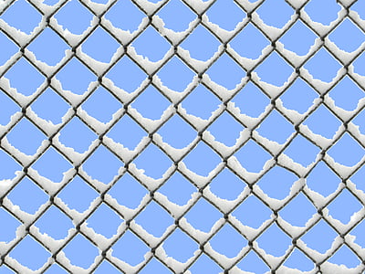 drôtené pletivo plot, sneh, drôtené pletivo, plot, za studena, blokované, uväznený