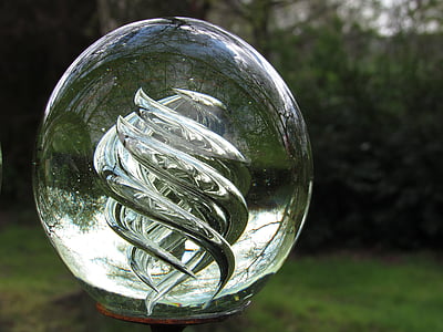 esfera de vidro, paisagem, espelhados, transparente, foto de bola