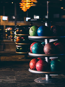sfocatura, Bowling, pista da bowling, ciotola di bowling, cremagliera di bowling, colori, colori