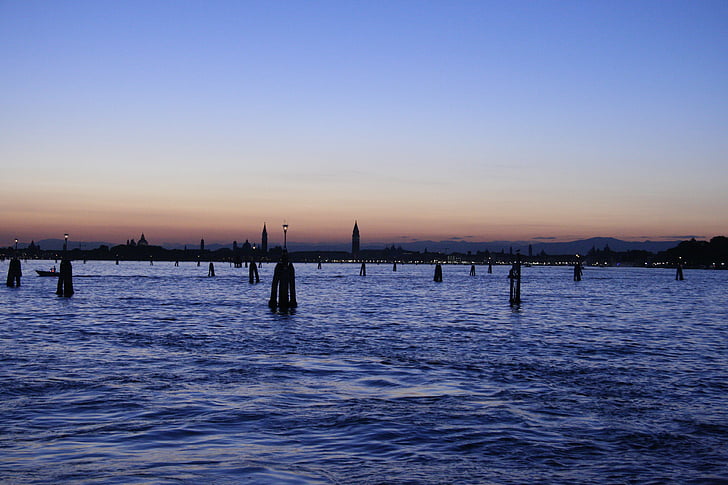 l'aigua, Itàlia, Venècia, sol ponent, grillons