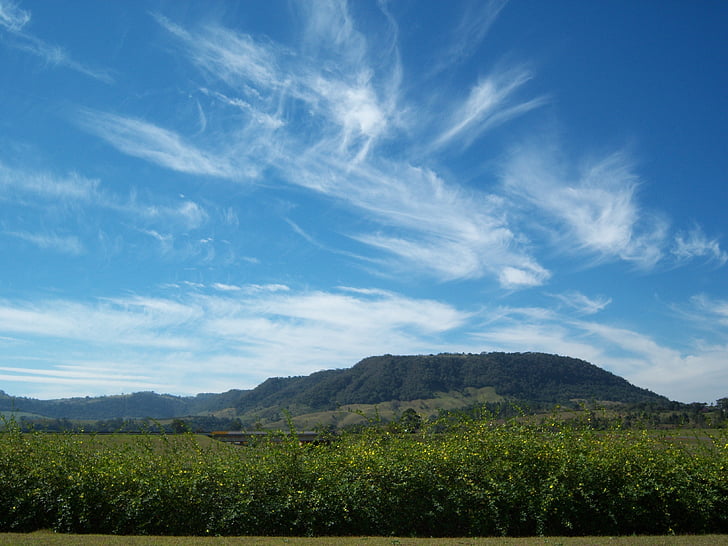 obloha, mraky, Horizont, krajina, Příroda, Hora, Hill