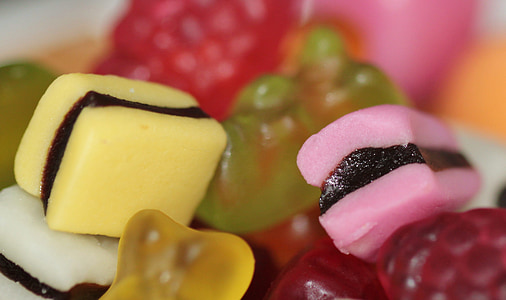 doces, doces em borracha, gummibärchen, produtos de confeitaria, colorido, mistura, Haribo