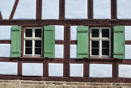 Krov, okno, vesnice, fasáda, historicky, staré, farma
