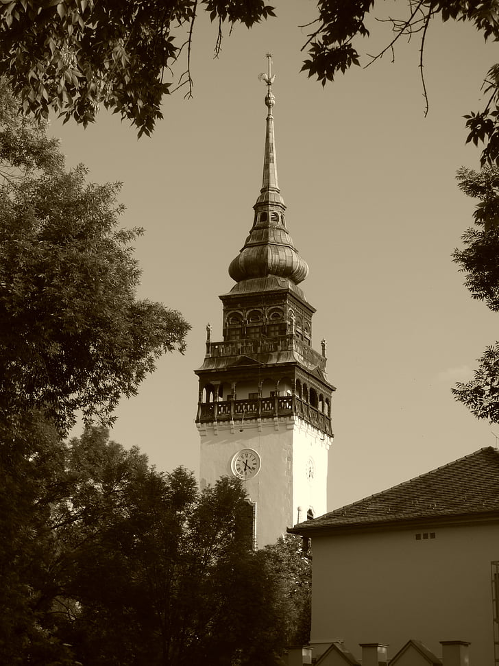 Nagykőrös, Kościół Reformacki, wieża kościoła, budynek, Tower clock, Miasto