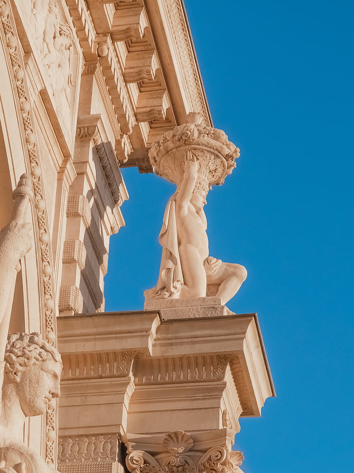 France, Marseille, statue de, Palais, Longchamp, architecture, colonne architecturale