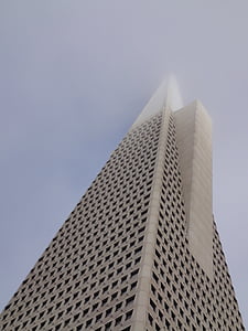 Spojené státy americké, San francisco, banka z Ameriky, pyramida, mlha, trojúhelník, budova