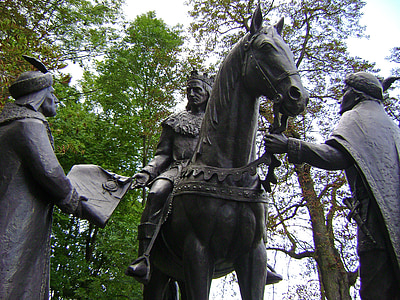 雕塑, 国王, 公园, 绿色, 那匹马, 现场