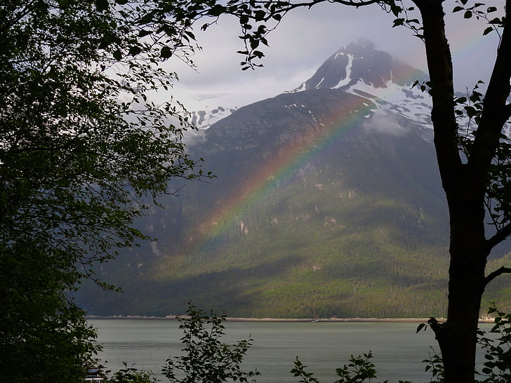 arcobaleno, montagna, Alaska, paesaggio, paesaggio, Lago