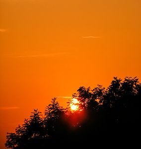 pôr do sol, Crepúsculo, céu, dias., nuvens, cores, laranja