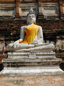 부처님, 아유타야, steinbuddha, 불교, 아시아, 동상, 태국