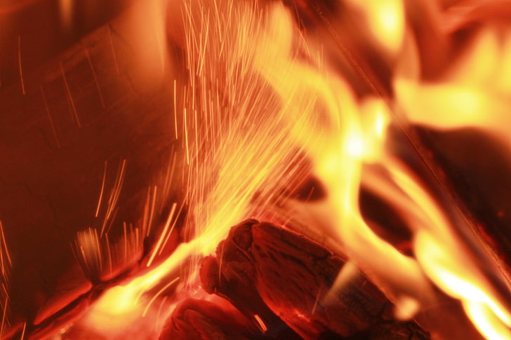 foc, foc de fusta, brases, calor, Heiss, marca, foc de forn