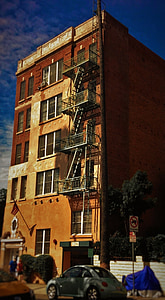 Amerika, ēka, ugunsdzēsības kāpnes