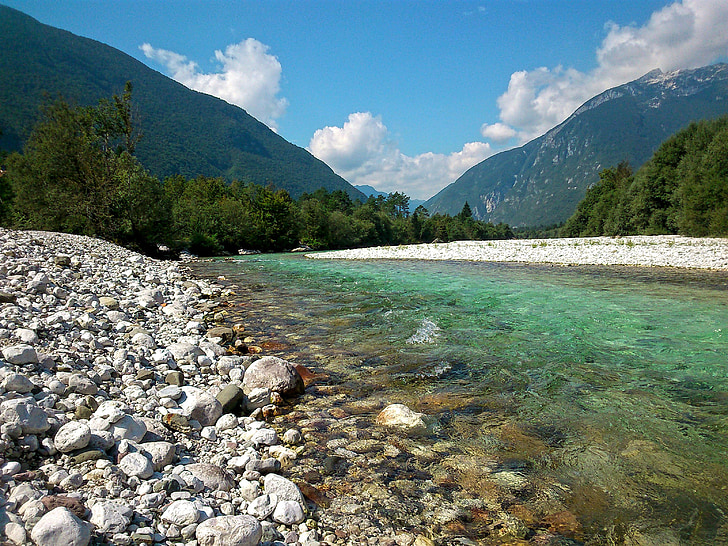 řeka, Natur, voda, prostředí, venkovní, Soča, Slovinsko