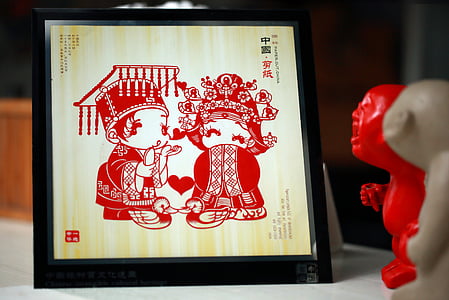 budaya, tradisional, kertas memotong, Cina, Barat laut, tahun baru, stiker jendela