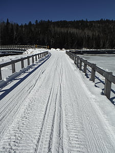 Kanada, mootorsaaniga, talvel, lumi, Bridge, mootorsaan, Québec