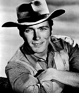 clint eastwood, star, publicity, rawhide, television, person, cowboy