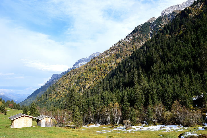 Gschnitztal, Gschnitz, hösten, bergen, Tyrolen, Österrike