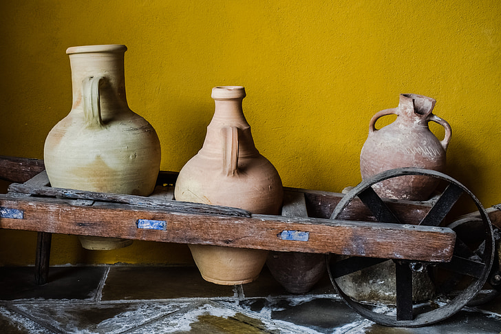 krūka, keramika, roku darbs, tradicionālā, keramikas, vīnogu novākšanas, Retro