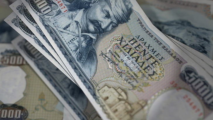 banknotes, greece, currency, bill, cash, 5000 drachmas notes, money