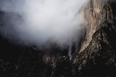 мъгла, пейзаж, мъгла, планински, на открито, Роки, водопад