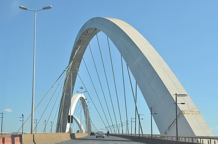 most, Brasilia, JK, Brazilija, nebo, modra, most - človek je struktura