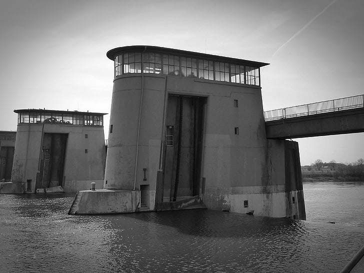centrale elettrica, alimentazione dell'acqua, Weir, fiume, generazione di energia, Dam