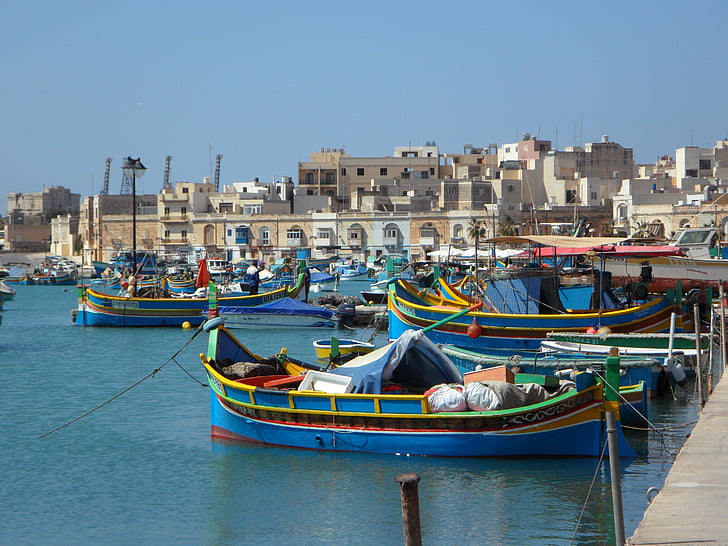 marsaxlokk, Port, luzzu, uzzus, Malta, warna-warni, indah