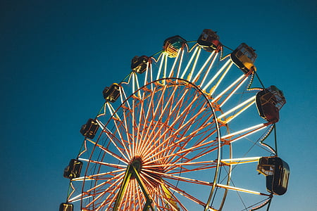 foto, Ferris, roda, roda gigante, Parque de diversões, justo, passeio
