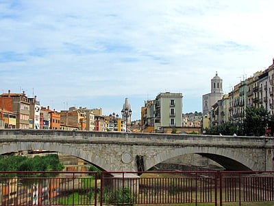 Girona, Tây Ban Nha, đi du lịch, Bridge, kiến trúc, Bridge - người đàn ông thực hiện cấu trúc, cảnh quan thành phố