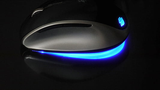 ratón, ratón óptico, azul, LED