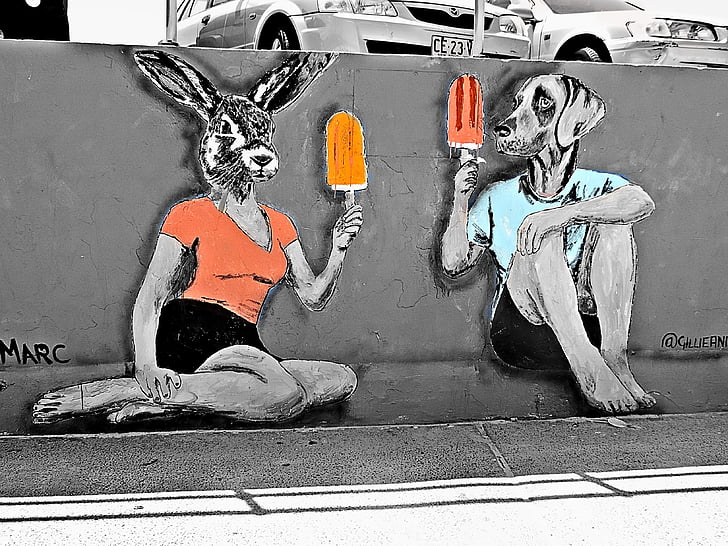 Street-art, Bondi beach, Australien, Graffiti, Tagging, Farbe, künstlerische