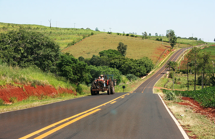 traktor, service vägen, São paulo, jordbruk, bonde
