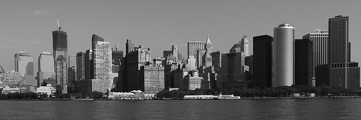 New york, stad, skyline, Manhattan, stadsgezicht, rivier, Amerika