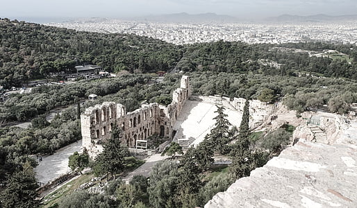 athens, greece, theater, antique, ionic, architecture, acropolis