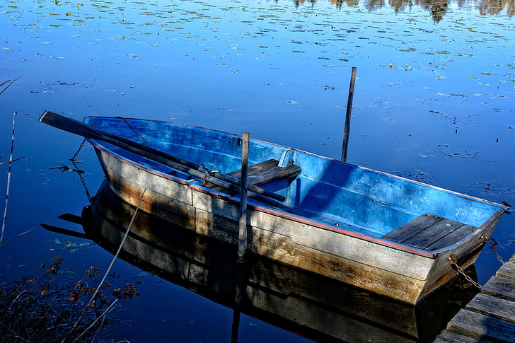 гребане с лодка, обувка, езеро, вода, Пиер, рибарска лодка, природата