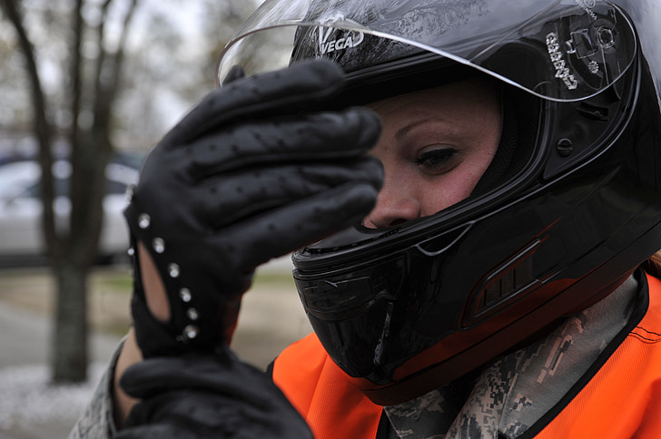 motorrijder, helm, handschoenen, Biker, Rider, jas, vrouw