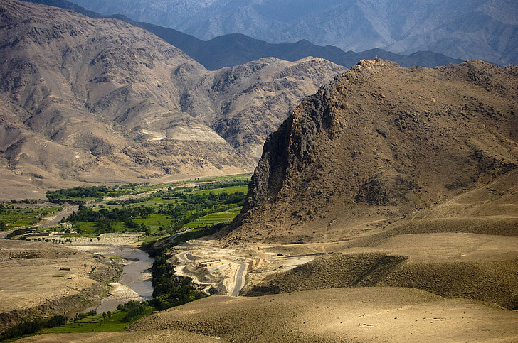 Afganistanas, kalnai, kraštovaizdžio, slėnis, akmenų, uolų, dauba