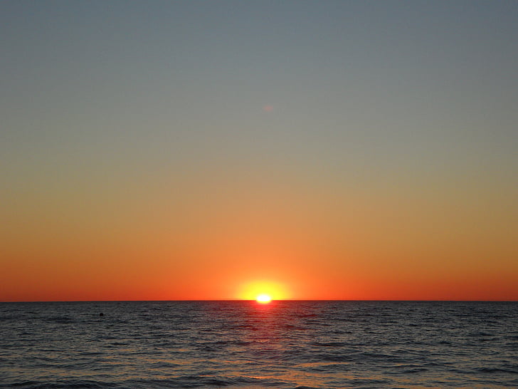 puesta de sol, abendstimmung, mar, Mediterráneo, cielo de la tarde, agua, Playa