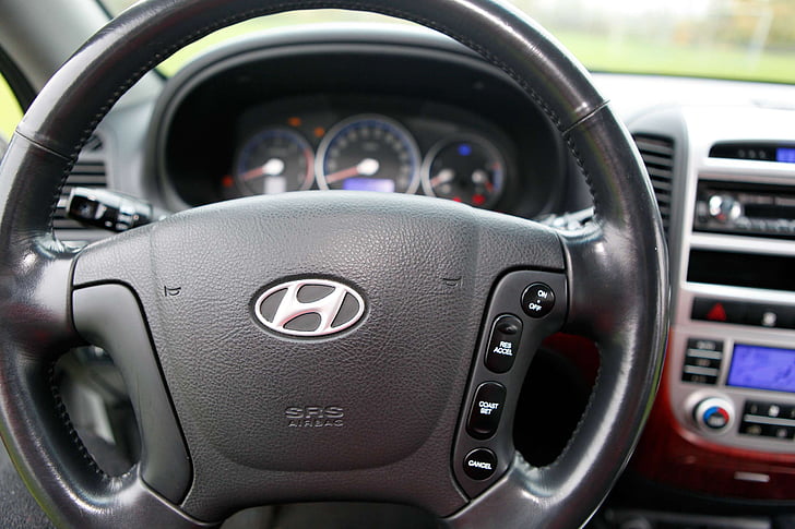 Hyundai, Santa fe, ohjauspyörä, auto, dashboard, turvatyyny