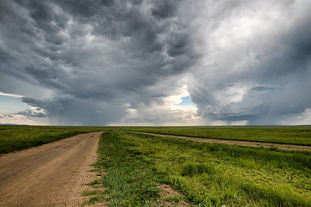 road, earth, storm, horizon, meadow, anxiety, journey